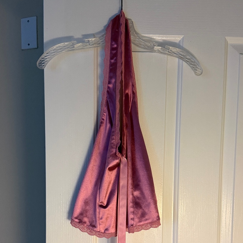 Pink Satin Halter Top